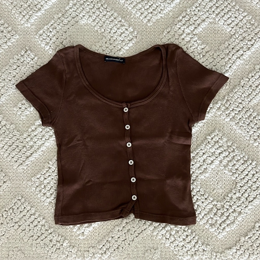 brown brandy melville button top
